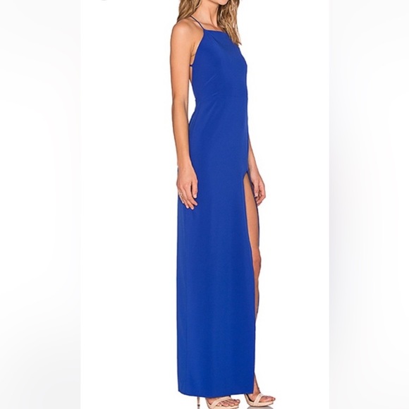 donna mizani Dresses & Skirts - Donna Mizani Dress Square Neck Gown Blue Lined Adjustable Straps Size Large
